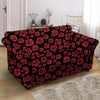 Red Rose Floral Doodle Loveseat Cover-grizzshop