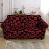 Red Rose Floral Doodle Loveseat Cover-grizzshop