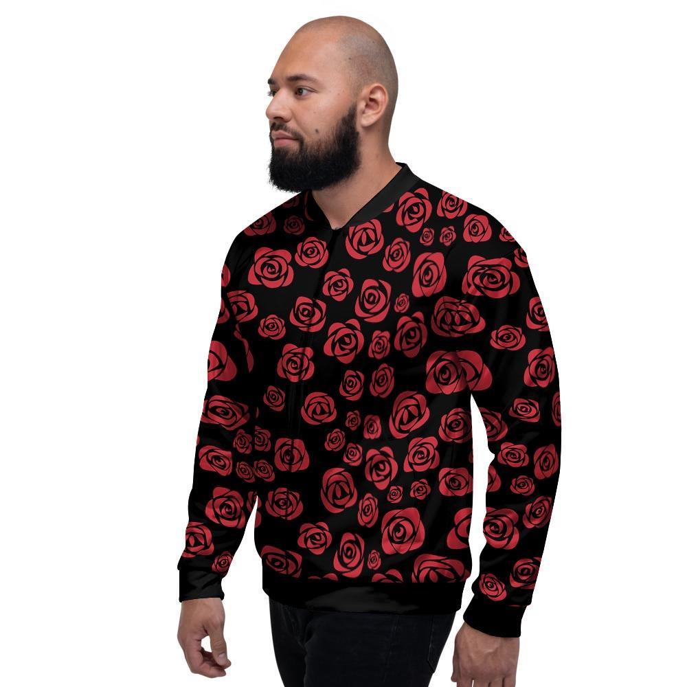 Red Rose Floral Doodle Men's Bomber Jacket-grizzshop