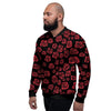 Red Rose Floral Doodle Men's Bomber Jacket-grizzshop