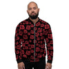 Red Rose Floral Doodle Men's Bomber Jacket-grizzshop