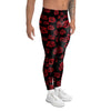 Red Rose Floral Doodle Men's Leggings-grizzshop