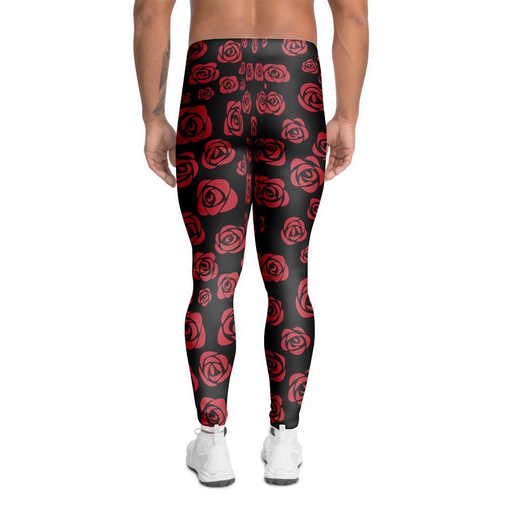 Red Rose Floral Doodle Men's Leggings-grizzshop