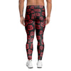 Red Rose Floral Doodle Men's Leggings-grizzshop