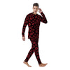 Red Rose Floral Doodle Men's Pajamas-grizzshop