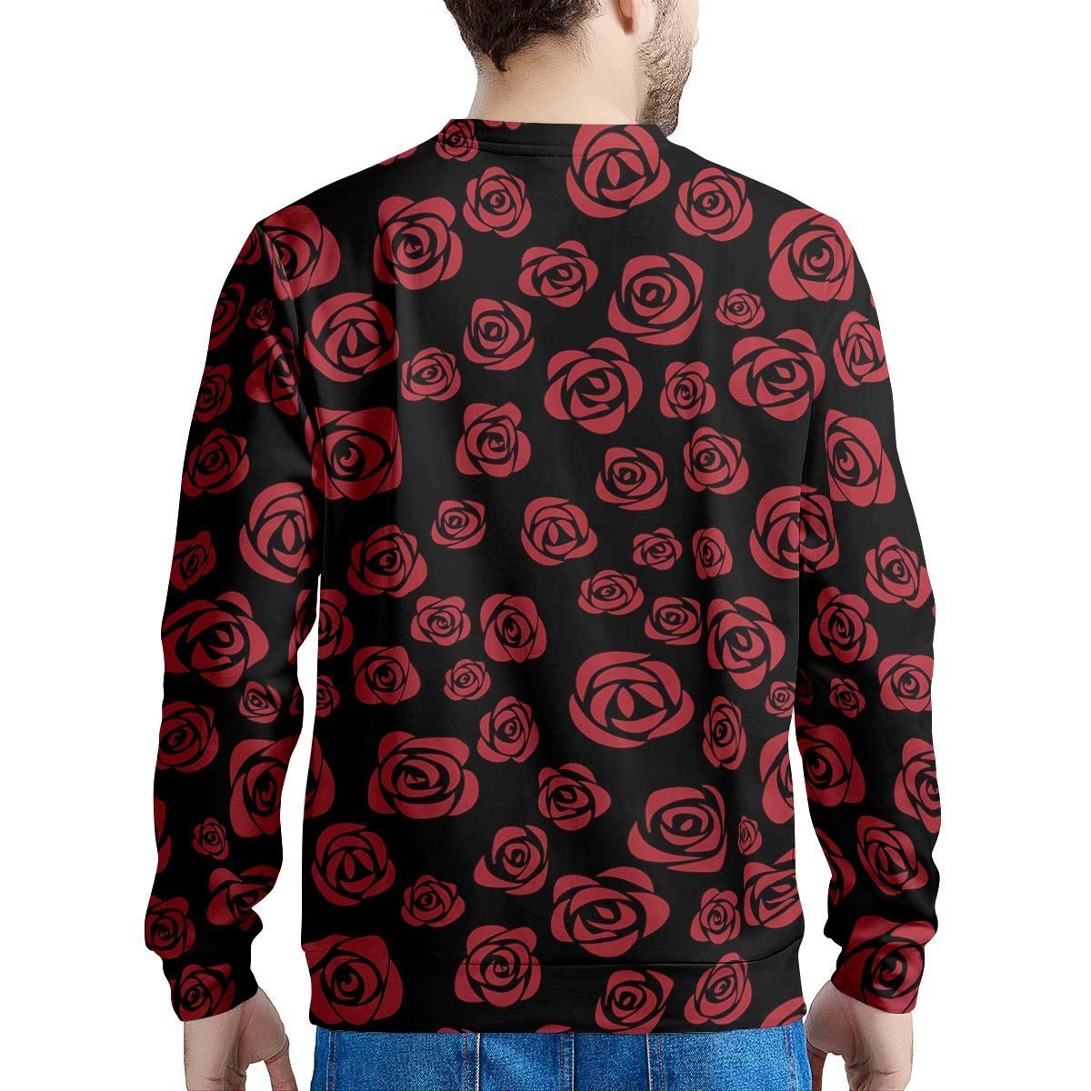 Red Rose Floral Doodle Men's Sweatshirt-grizzshop