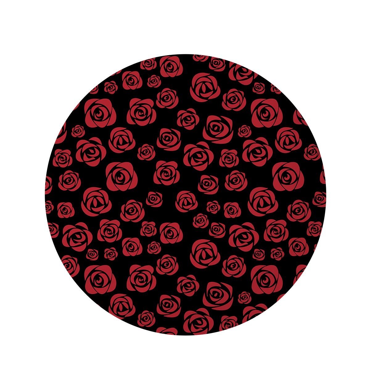 Red Rose Floral Doodle Round Rug-grizzshop