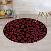 Red Rose Floral Doodle Round Rug-grizzshop