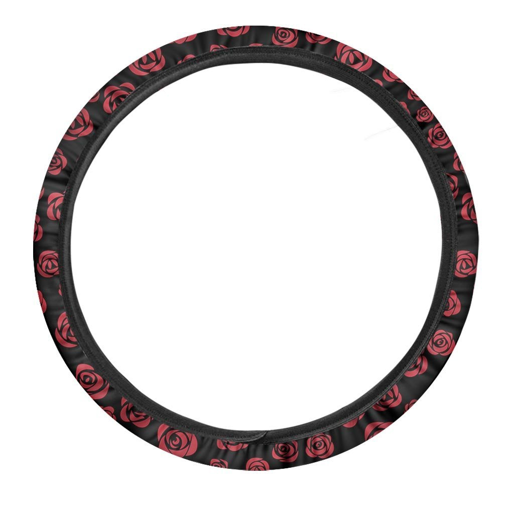 Red Rose Floral Doodle Steering Wheel Cover-grizzshop