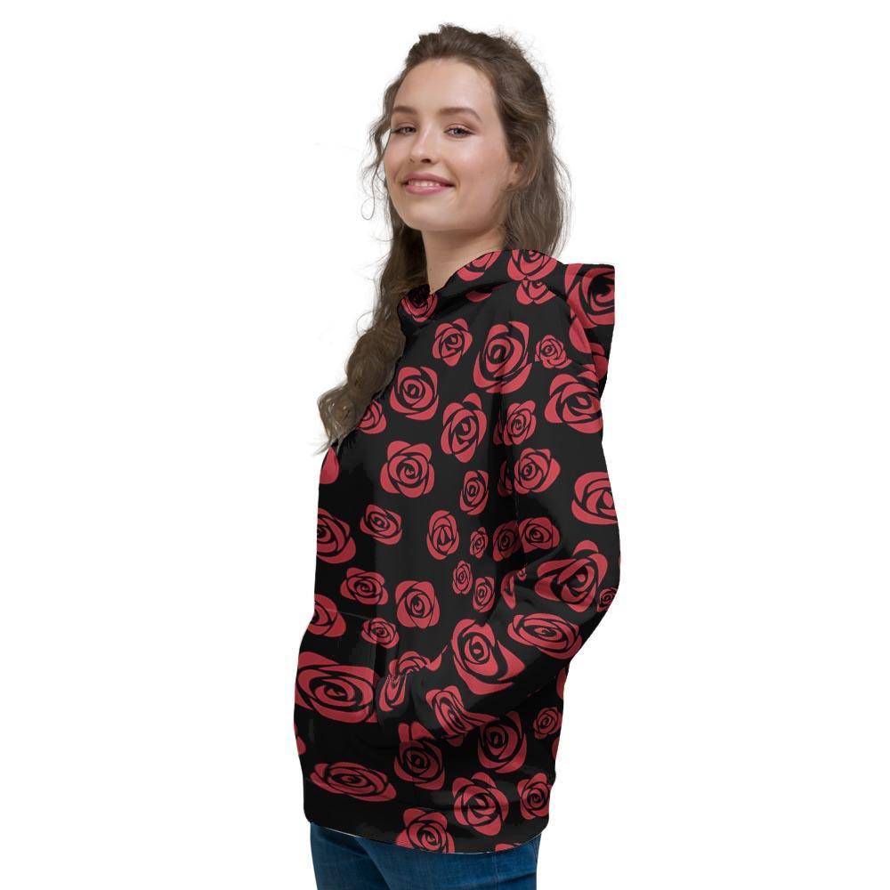 Red Rose Floral Doodle Women's Hoodie-grizzshop