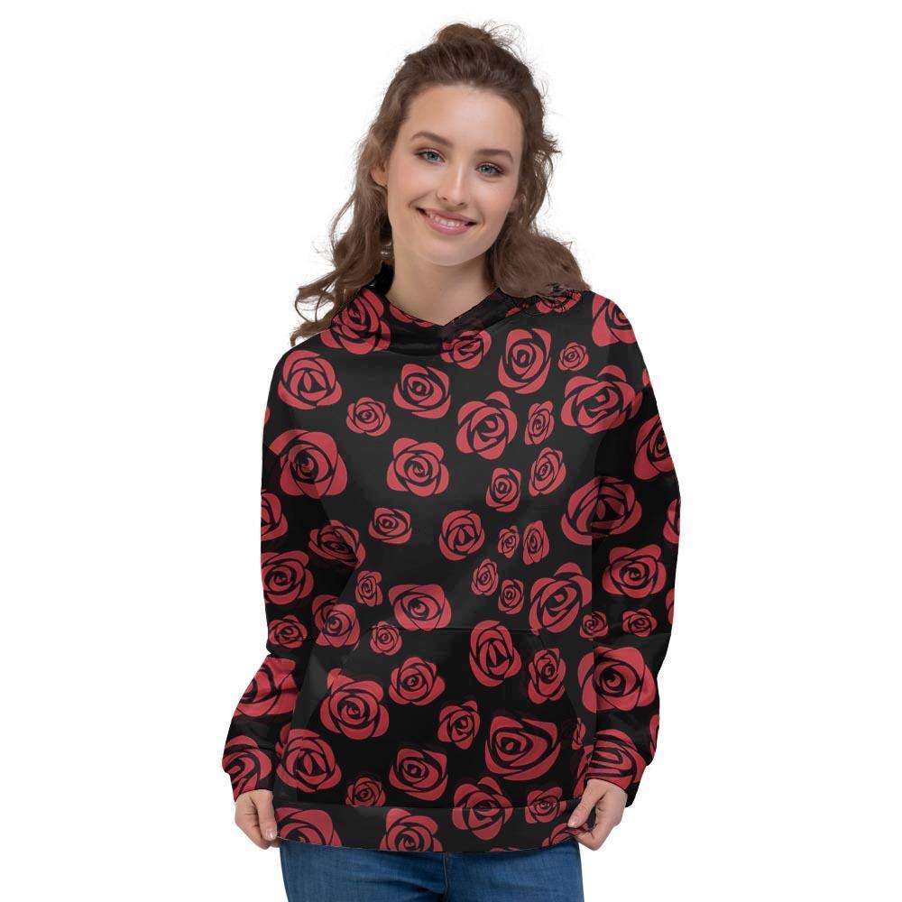 Red Rose Floral Doodle Women's Hoodie-grizzshop