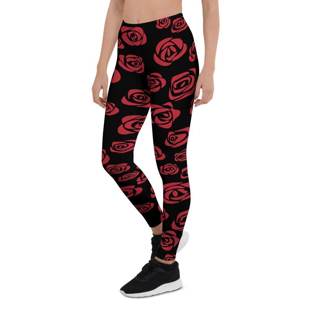 Red Rose Floral Doodle Women's Leggings-grizzshop