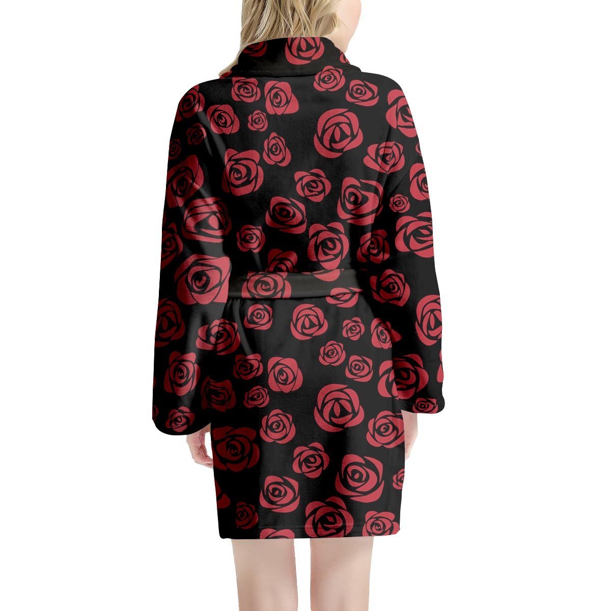 Red Rose Floral Doodle Women's Robe-grizzshop