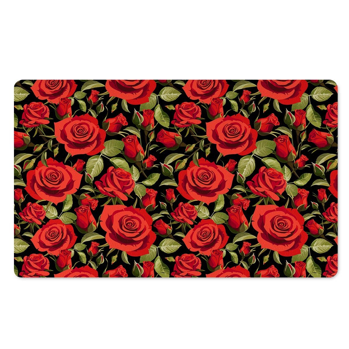Red Rose Floral Door Mat-grizzshop
