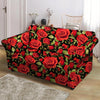 Red Rose Floral Loveseat Cover-grizzshop