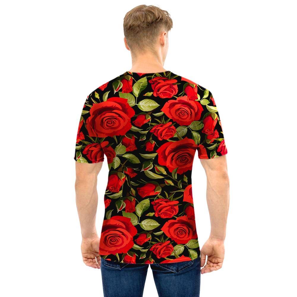 Red Rose Floral Men T Shirt-grizzshop