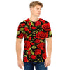 Red Rose Floral Men T Shirt-grizzshop