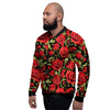 Red Rose Floral Men's Bomber Jacket-grizzshop