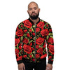 Red Rose Floral Men's Bomber Jacket-grizzshop