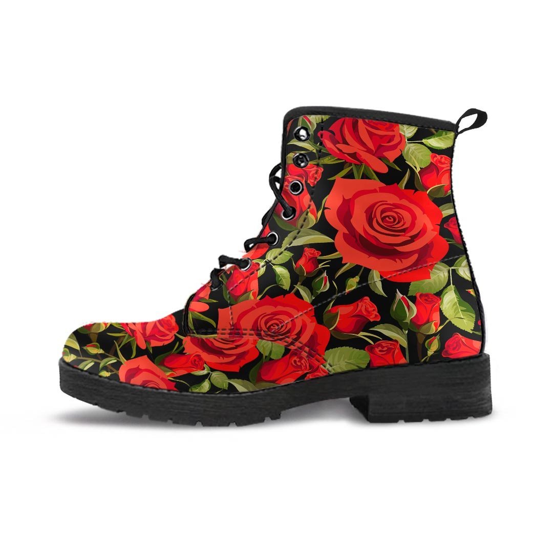 Red Rose Floral Men's Boots-grizzshop