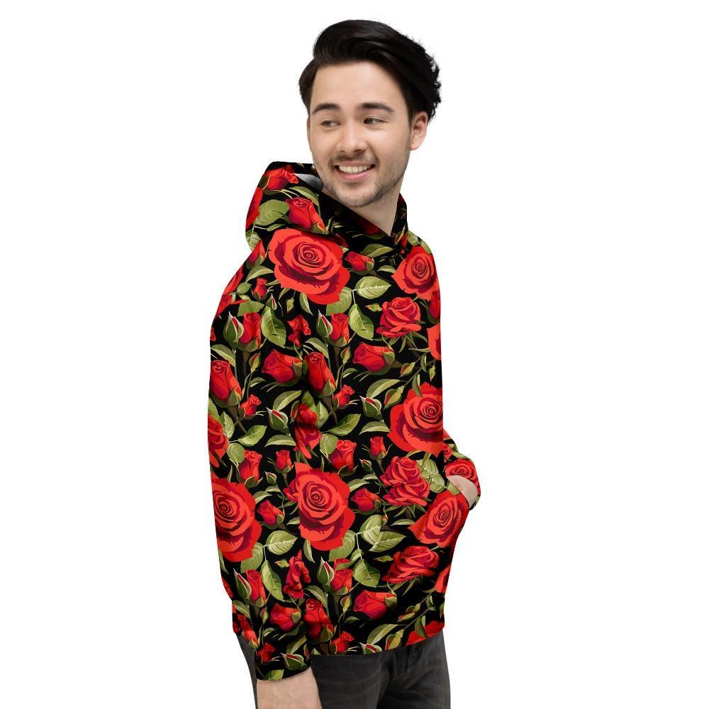 Red Rose Floral Men's Hoodie-grizzshop