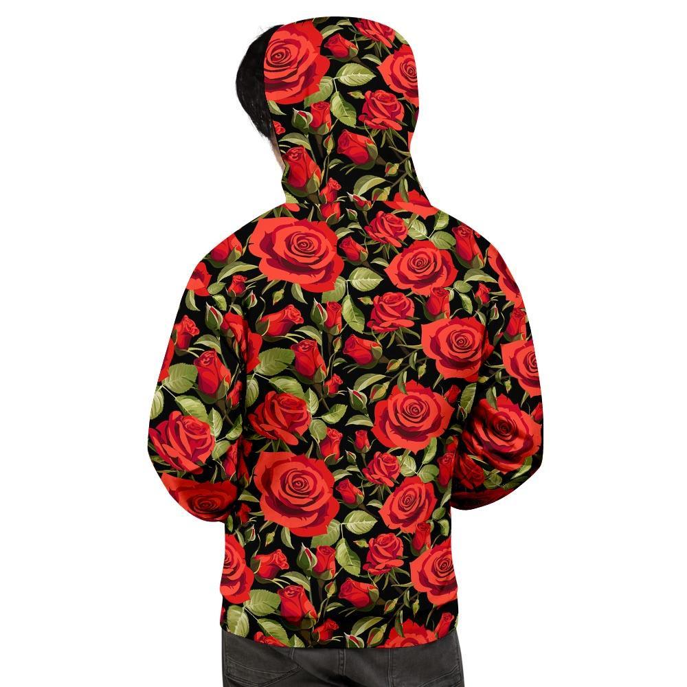Red Rose Floral Men's Hoodie-grizzshop
