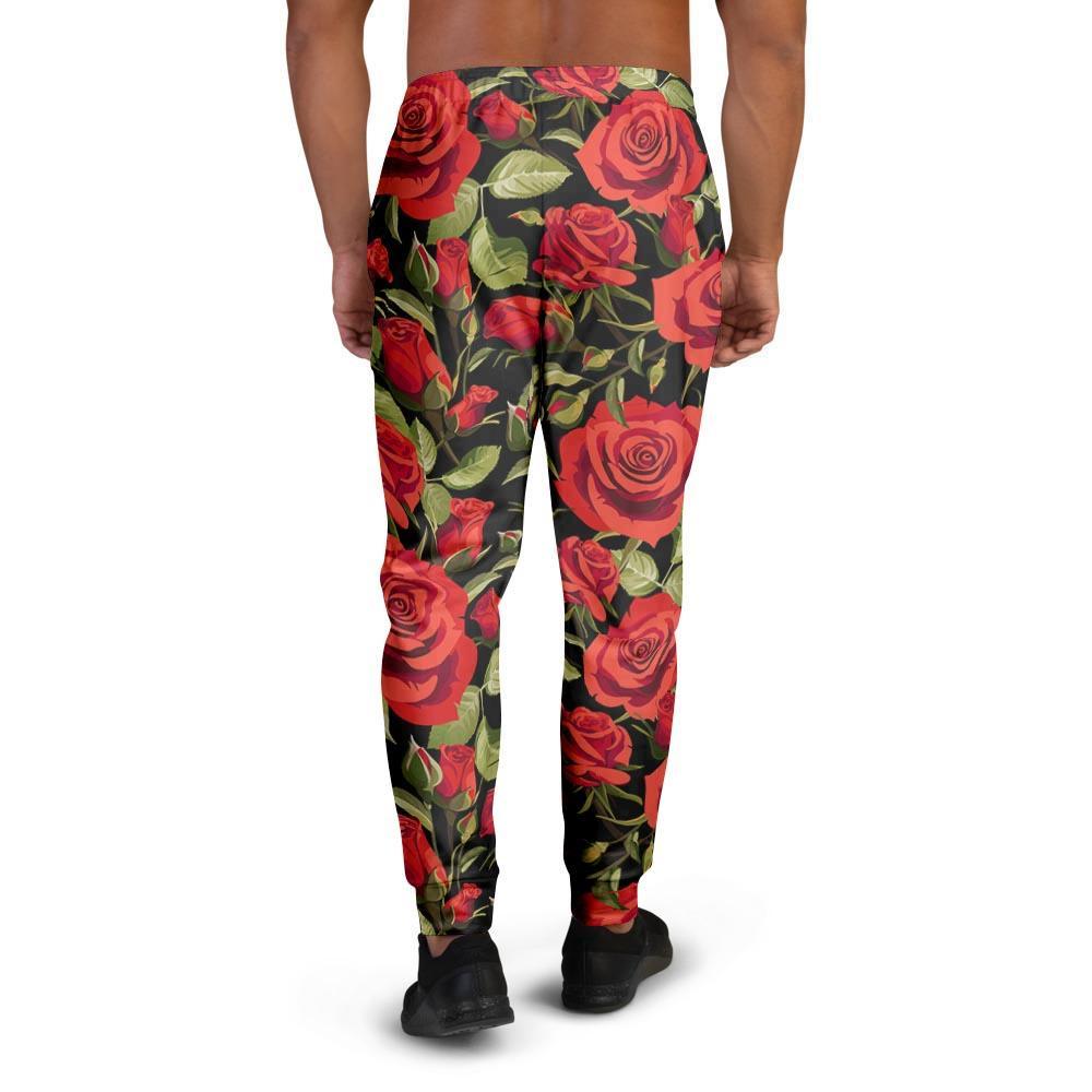 Red Rose Floral Men's Joggers-grizzshop