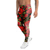 Red Rose Floral Men's Leggings-grizzshop