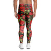 Red Rose Floral Men's Leggings-grizzshop