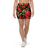 Red Rose Floral Mini Skirt-grizzshop