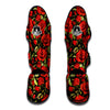 Red Rose Floral Muay Thai Shin Guard-grizzshop