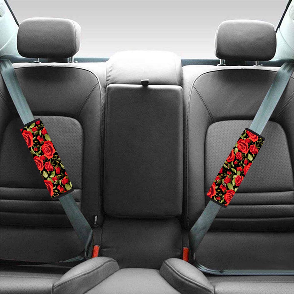 Red Rose Floral Seat Belt Cover-grizzshop