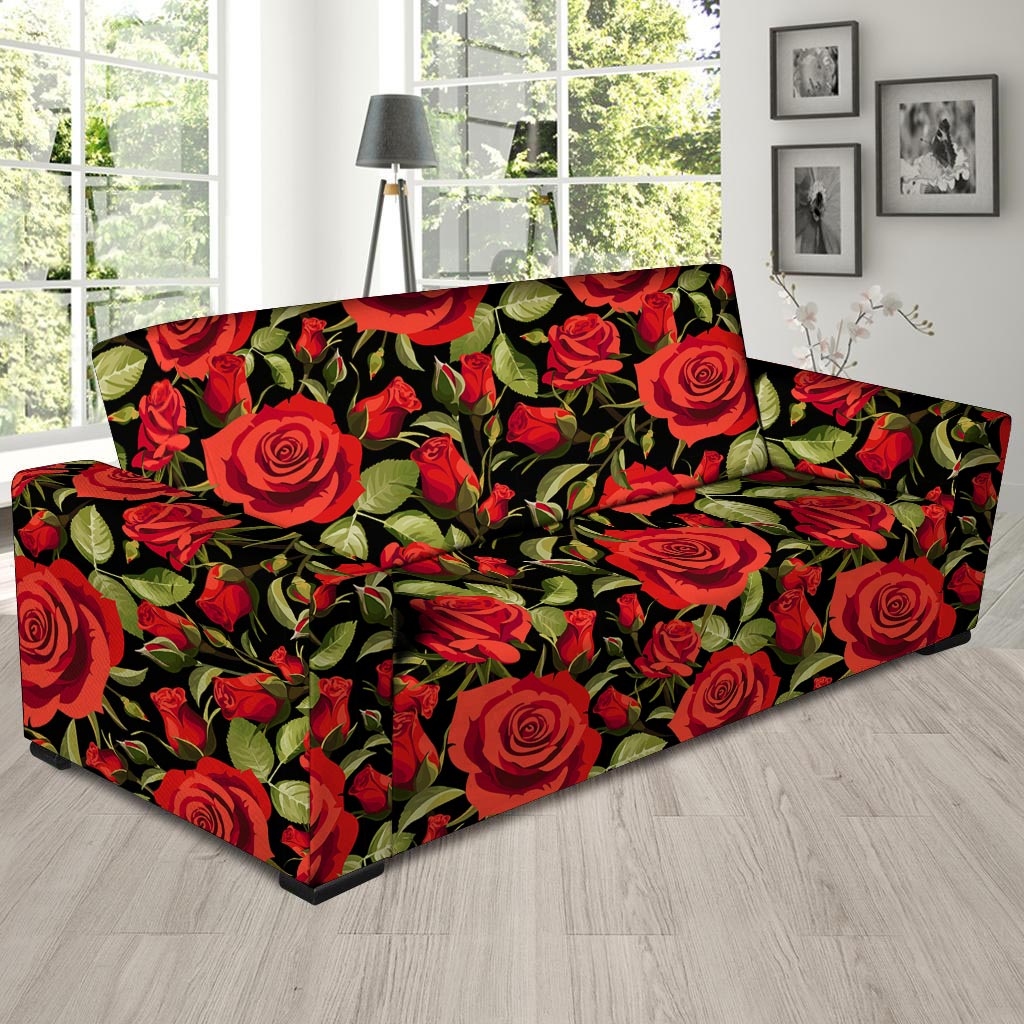 Red Rose Floral Sofa Cover-grizzshop