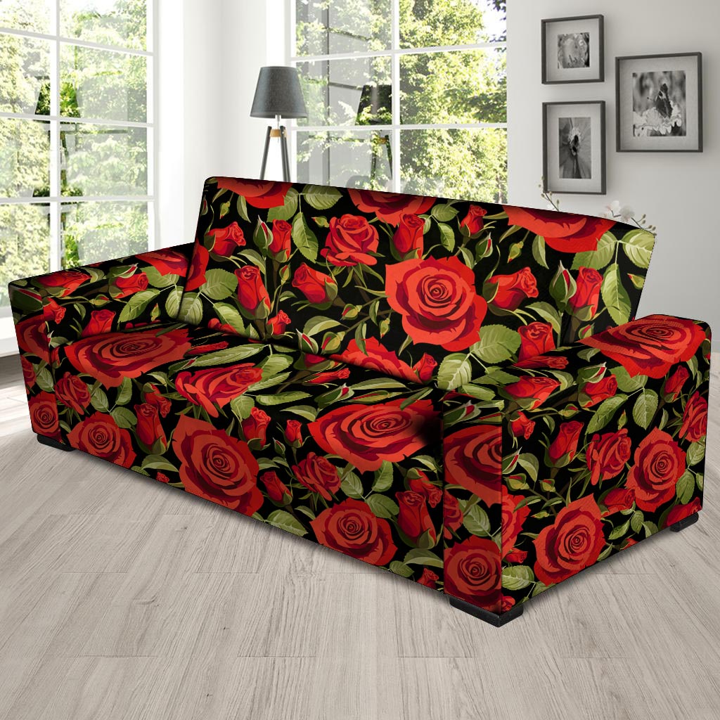 Red Rose Floral Sofa Cover-grizzshop