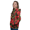 Red Rose Floral Women's Hoodie-grizzshop