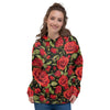 Red Rose Floral Women's Hoodie-grizzshop