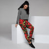 Red Rose Floral Women's Joggers-grizzshop