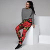 Red Rose Floral Women's Joggers-grizzshop