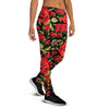 Red Rose Floral Women's Joggers-grizzshop