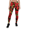 Red Rose Floral Women's Leggings-grizzshop