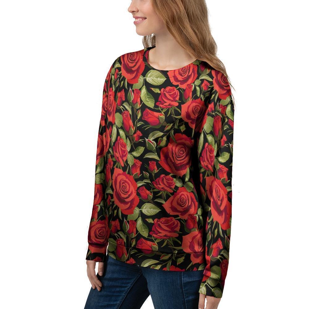 Red Rose Floral Women's Sweatshirt-grizzshop