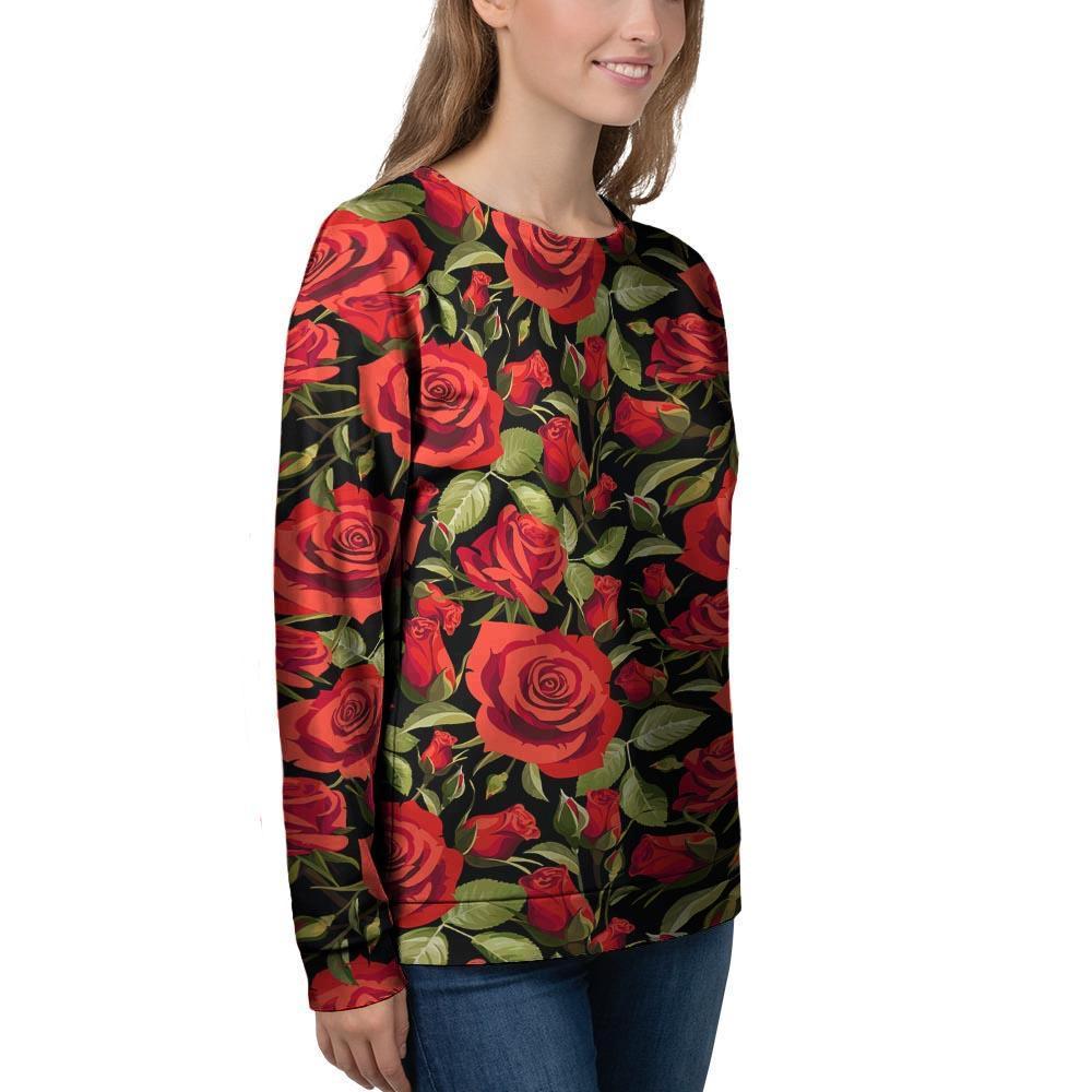 Red Rose Floral Women's Sweatshirt-grizzshop