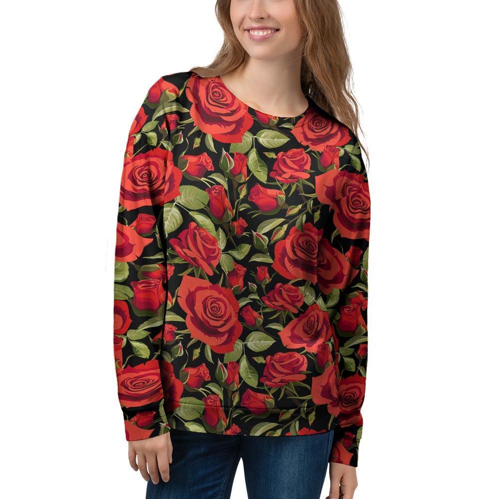 Red Rose Floral Women's Sweatshirt-grizzshop