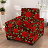 Red Rose Flower Armchair Cover-grizzshop