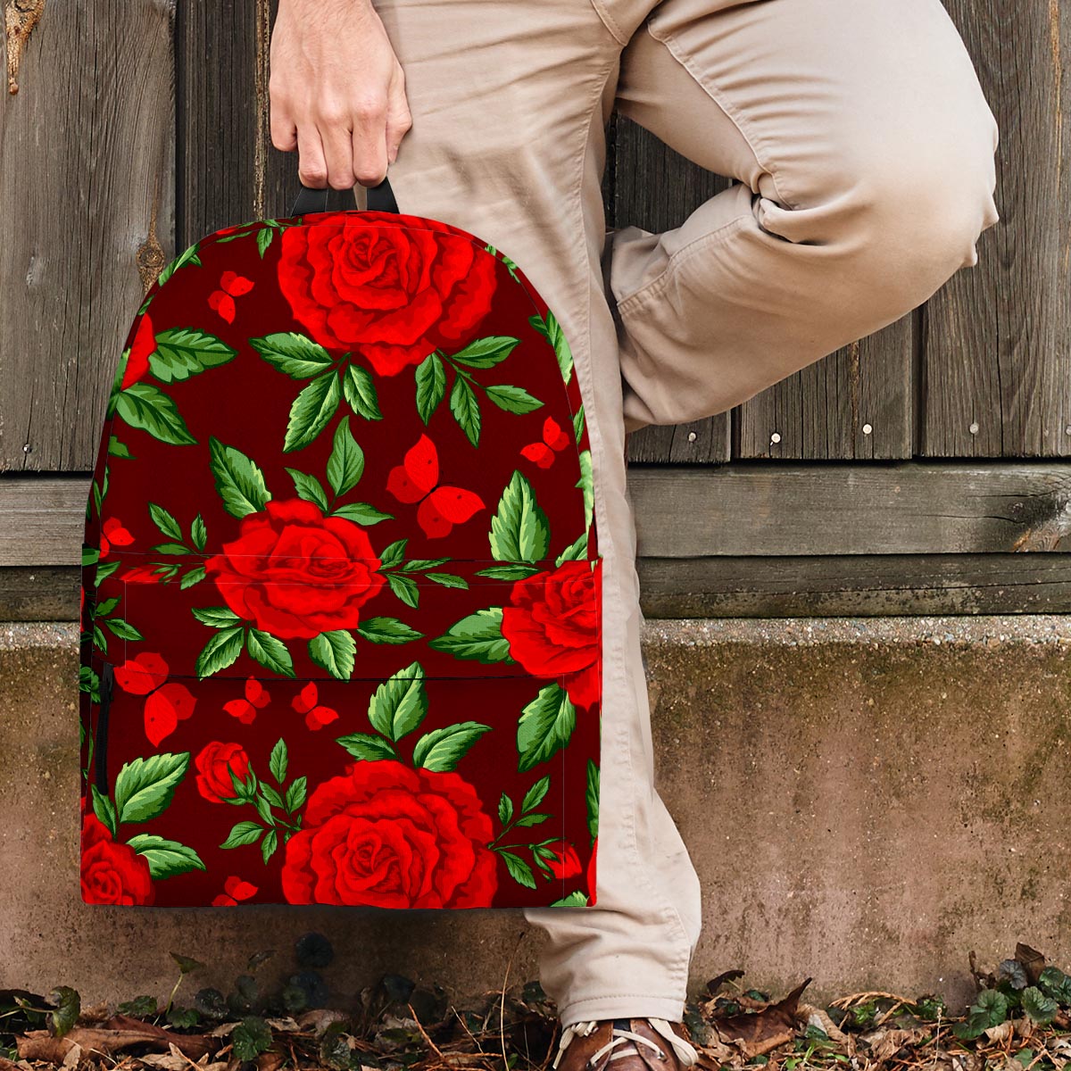 Red Rose Flower Backpack-grizzshop