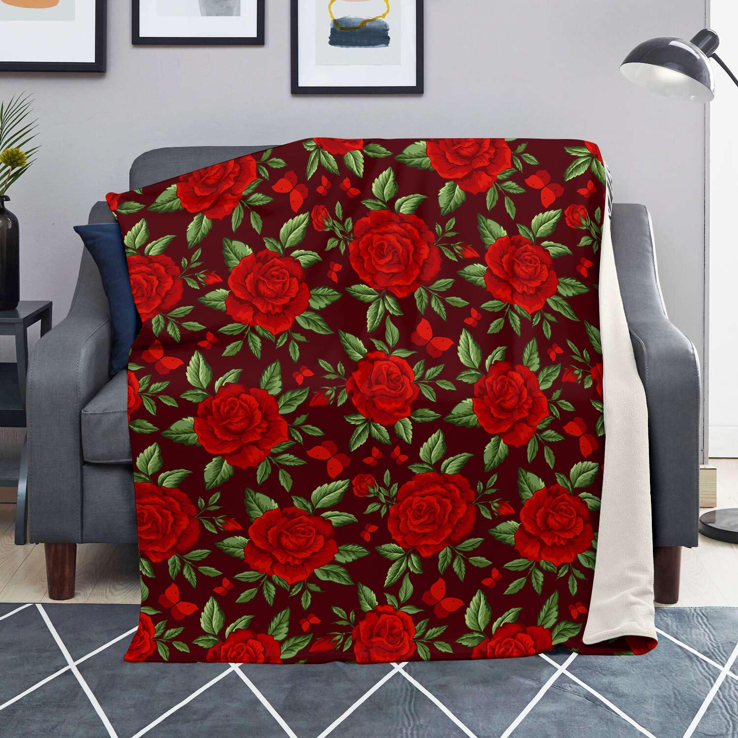 Red Rose Flower Blanket-grizzshop