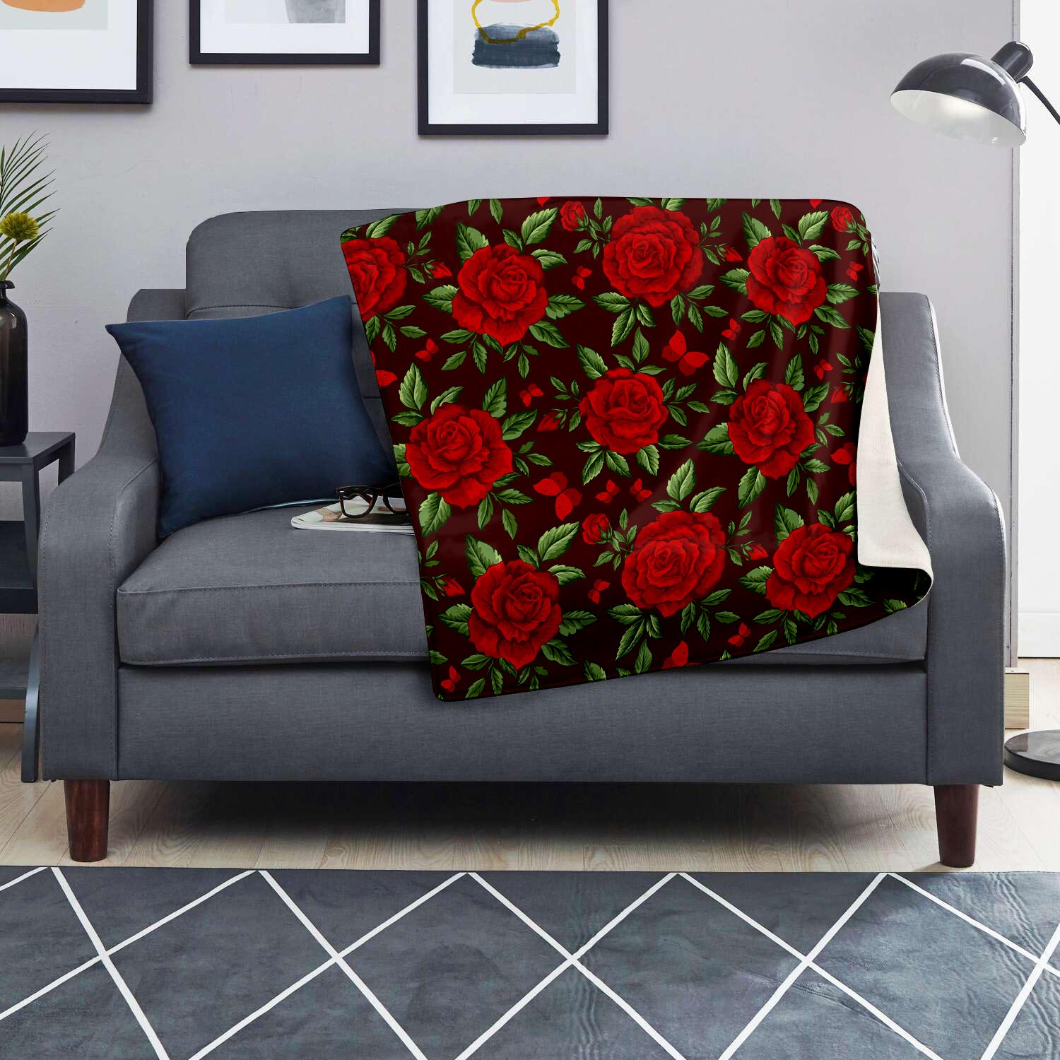 Red Rose Flower Blanket-grizzshop