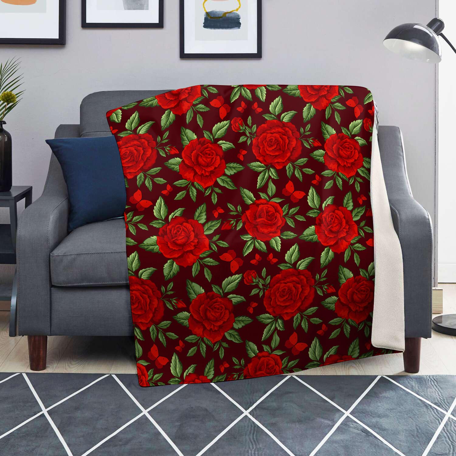 Red Rose Flower Blanket-grizzshop