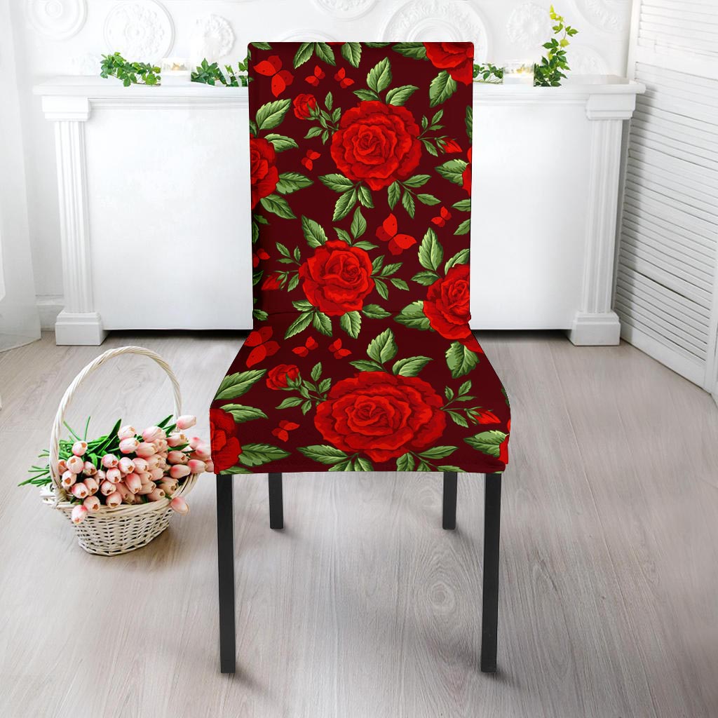 Red Rose Flower Chair Cover-grizzshop