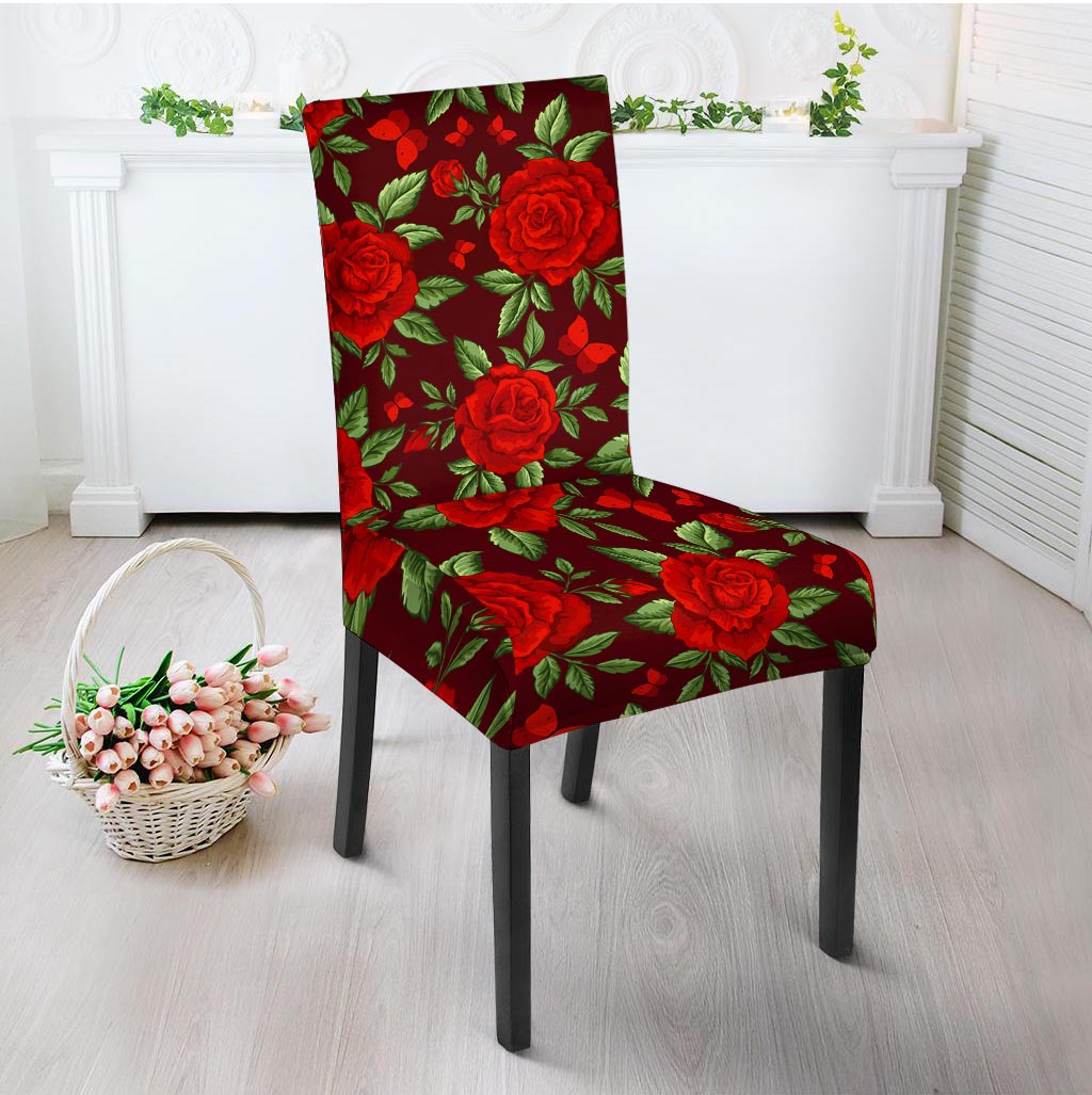 Red Rose Flower Chair Cover-grizzshop